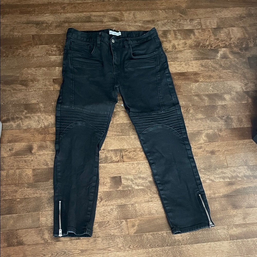 Mango Women's Black Boyfriend Jeans with Zipper Accents US 10